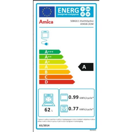 Amica A5KG8.(X)M ( 55342) inox multifunkciós kombinált tűzhely