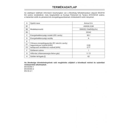 Amica A5KG8.(X)M ( 55342) inox multifunkciós kombinált tűzhely