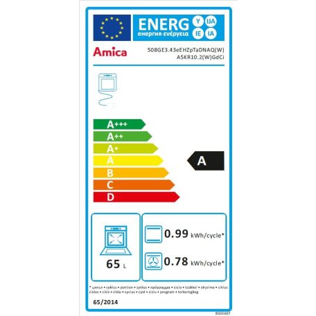 Amica A5KR10.2(W)GdCi (55344) fehér, programórás, multifunkciós kombinált tűzhely, öntöttvas ráccsal , üveg tetővel
