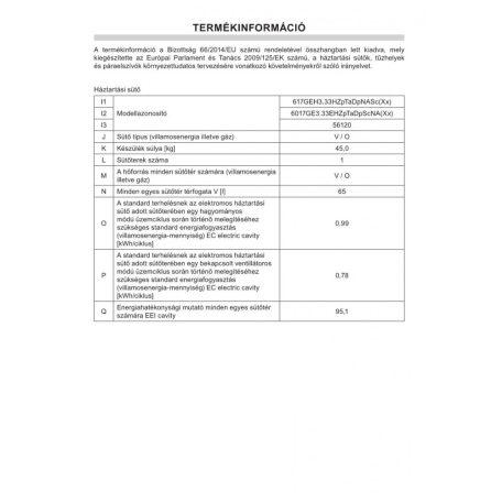 Amica 617GEH3.33HZpTaDpNASc(Xx)   ( 56120)  Kombinált tűzhely