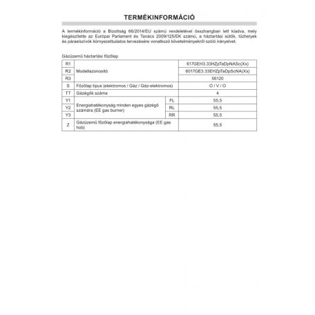 Amica 617GEH3.33HZpTaDpNASc(Xx)   ( 56120)  Kombinált tűzhely